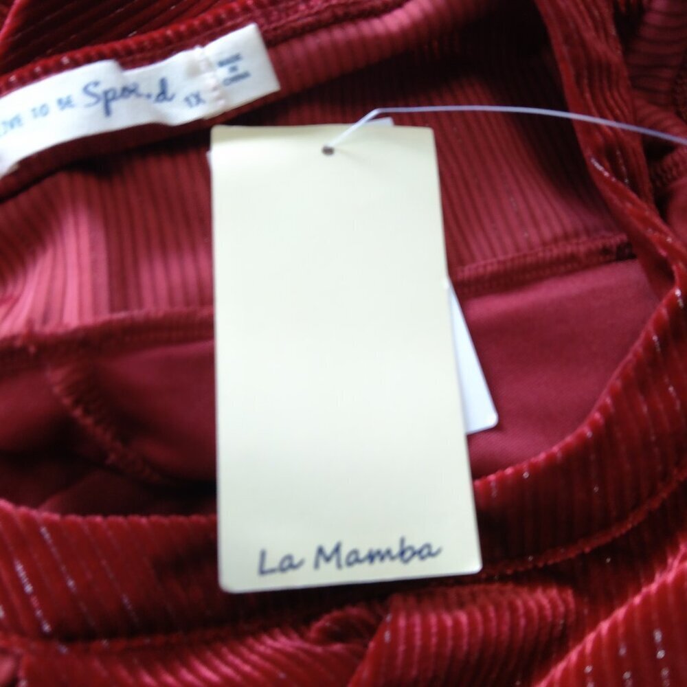 Live to be Spoiled Red Halter Dress Holiday Glitter Sleeveless Party 1X Strappy - Picture 7 of 8